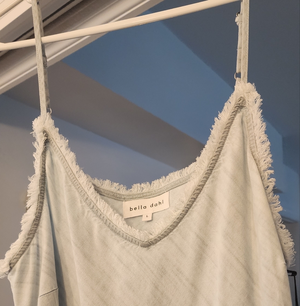 Bella Dahl Sky Blue Frayed Edge Tank Dress